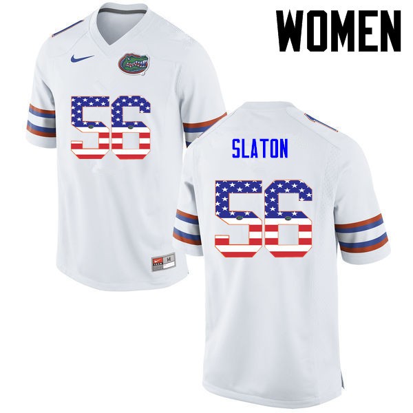 Florida Gators Women #56 Tedarrell Slaton College Football Jersey USA Flag Fashion White